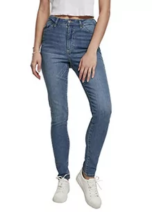 Spodnie damskie - Urban Classics Damskie spodnie jeansowe z wysokim stanem, niebieski (Mid Stone Wash 02292), 26W / 32L - grafika 1