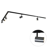 Lampy sufitowe - QAZQA Nowoczesny system oświetlenia szynowego z 5 reflektorami w kolorze ciemnoszarego metalu - Iconic Jeana - miniaturka - grafika 1