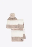 Moda i Uroda OUTLET - Damski zestaw zimowy z dodatkiem wełny kremowo - beżowy - miniaturka - grafika 1