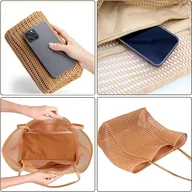 Torebki damskie - TORBA PLAŻOWA NA PLAŻE WAKACJE WYCIECZKI torba plażowa nylon brązowy - miniaturka - grafika 1