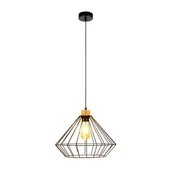 Lampy sufitowe - Britop Loftowa LAMPA wisząca RAQUELLE 187219104 druciana OPRAWA industrialny zwis czarny drewno - miniaturka - grafika 1