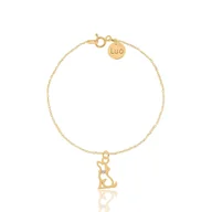 Bransoletki - Bransoletka srebrna pozłacana z pieskiem i kryształkiem - miniaturka - grafika 1