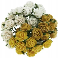 Zabawki kreatywne - KWIATY papierowe RÓŻE mix naturalny 20 mm - 50szt - miniaturka - grafika 1