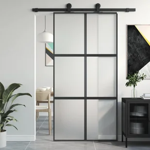 Drzwi przesuwne, czarne, 102,5x205cm, szkło hartowane aluminium 8721012120433 - Drzwi wewnętrzne - miniaturka - grafika 1