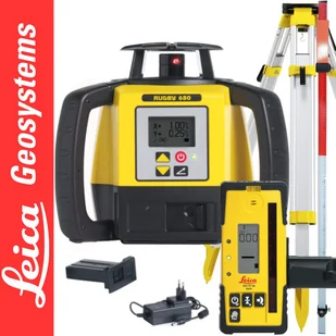 Niwelator laserowy Rugby 680 Leica + Detektor laserowy Rod Eye 160 Leica + Statyw aluminiowy CTP104 Leica + Łata laserowa LS-24 SurvGeo - Sprzęt geodezyjny - miniaturka - grafika 1