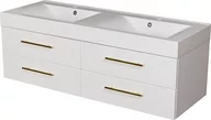 Szafki łazienkowe - Szafka z umywalką 140 cm dwie komory wisząca biały mat Belli Gold Gante - miniaturka - grafika 1
