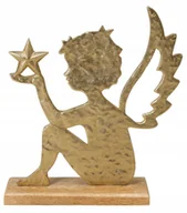 Ozdoby bożonarodzeniowe - Figurka świąteczna Aniołek drewniany złoty 23cm 1szt - miniaturka - grafika 1