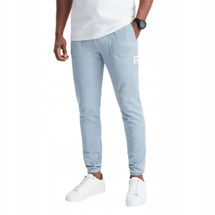 Spodnie męskie dresowe z dzianiny jasnoniebieskie V4 OM-PASK-0211 XXL - Dresy męskie - miniaturka - grafika 1