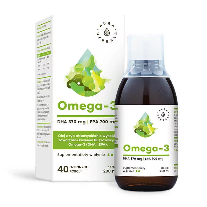 Aura Herbals Omega-3 (370 DHA i 700 EPA) w płynie (200ml) OMEGA3 200