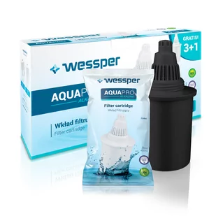 4x Filtr Wody Do Dzbanka Wessper Aquapro Alkaline, Czarny - Wkłady filtrujące - miniaturka - grafika 1