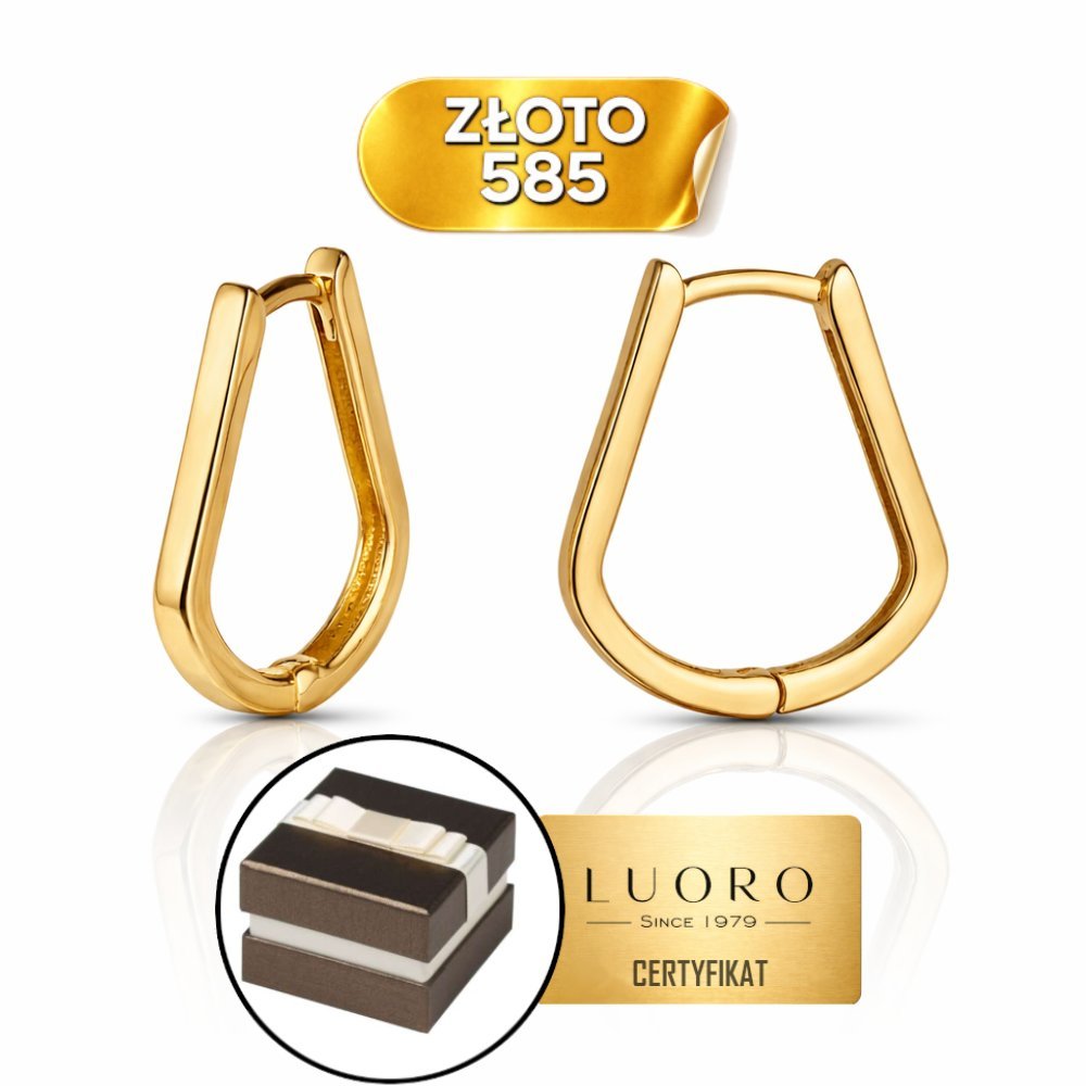 KOLCZYKI ZŁOTE 585 14K ZAOKRĄGLONE ANGIELSKIE ZAPIĘCIE ELEGANCKIE 16 MM
