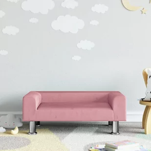 vidaXL Sofa dla dzieci, różowa, 70x45x26,5 cm, aksamit - Meble do sypialni - miniaturka - grafika 1