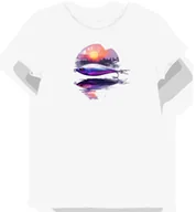 Koszulki i topy damskie - Koszulka damska biała z motywem fioletowej przynęty XL - miniaturka - grafika 1