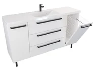 Szafki łazienkowe - Szafka Stojąca Z Umywalką ATH 140 cm DK - Biały Mat - Uchwyty Czarne Matowe - miniaturka - grafika 1