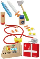 Zabawki sensoryczne - DREWNIANY Zestaw Lekarza Doktora Drewniane Narzędzia Lekarskie dla Dzieci VIGA zabawka montessori - miniaturka - grafika 1
