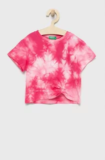 Koszulki dla dziewczynek - Benetton United Colors of United Colors of t-shirt bawełniany dziecięcy kolor różowy - grafika 1