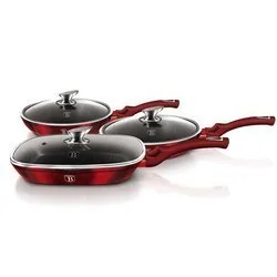 Zestaw patelni Berlinger Haus Metallic Line Burgundy Edition, burgundowy, 20 cm, 24 cm, 28 cm, 3 elementy, BH/6189 - Zestawy garnków i patelni - miniaturka - grafika 1