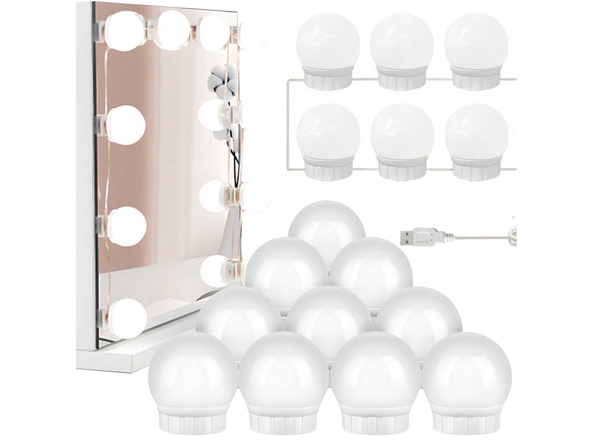 10X Lampka Lampki Światełka Led Na Lustro Toaletki Makijaż 10Szt