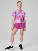 Spodnie i spodenki dla dziewczynek - 4F Spodenki sportowe szybkoschnące dziewczęce - fioletowe 158/164 (12-14 lat) - miniaturka - grafika 1