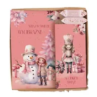 Zestawy upominkowe - Gotowa PACZKA świąteczna dla dziewczynki z notesem i czekoladą Różowa - miniaturka - grafika 1