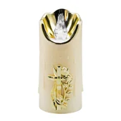 Świece - Świeca LED zimny biały LUX 7 x 16 cm biało-złoty CORTINA POLAND - miniaturka - grafika 1