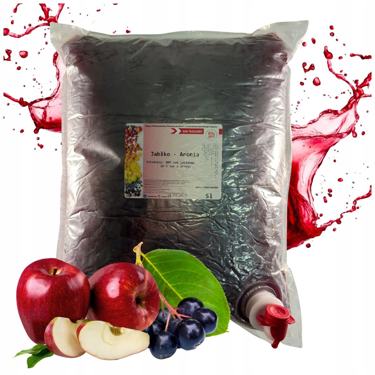 SOK JABŁKO-ARONIA 5L 100% NFC NATURALNY tłoczony bez dodatku cukru