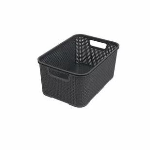 Branq - Home Essential Uniwersalny, Wielofunkcyjny Kosz O Wyglądzie Rattanu, Rozmiar L 19 L, Tworzywo Sztuczne Pp, Antracyt, 38 X 27,8 X 18,5 Cm, L - Meble modułowe i akcesoria - miniaturka - grafika 1
