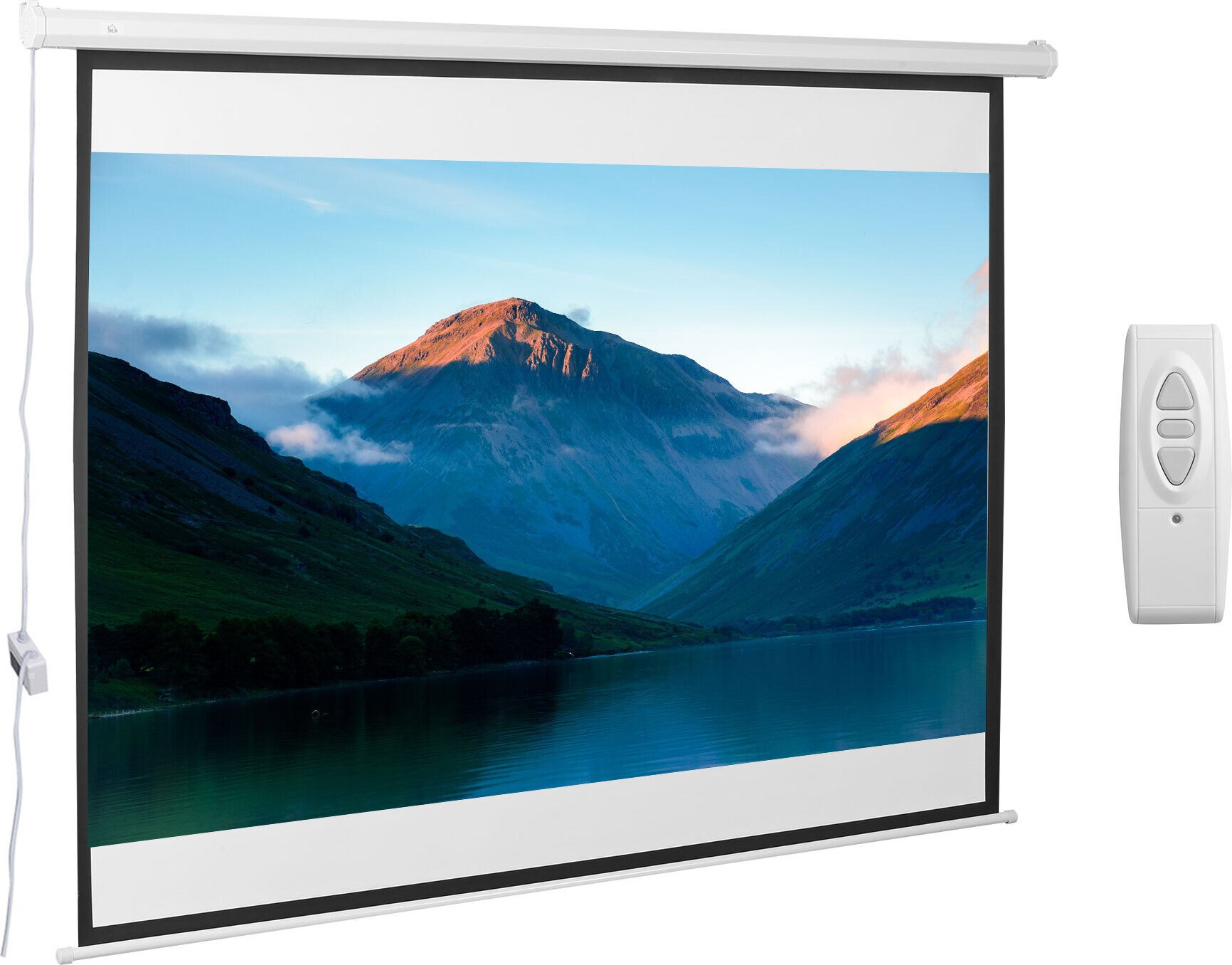 Ekran projekcyjny HOMCOM 4:3 Elektryczny ekran projekcyjny 203 x 152 cm z pilotem Ekran filmowy do kina domowego i prezentacji Biały