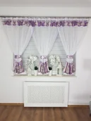 Firany - Firana gotowa "kokony" fioletowa, firana na taśmie do kuchni - miniaturka - grafika 1