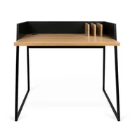 Biurka - Czarne biurko z detalami w dekorze drewna dębowego TemaHome Volga - miniaturka - grafika 1