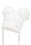 Czapki dla dzieci - Czapka dla dziecka na zimę JORIS z dwoma pomponami biała - miniaturka - grafika 1