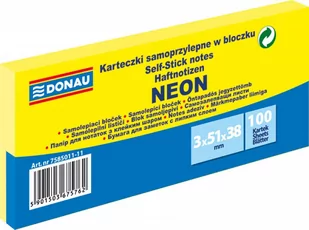 Donau Bloczek samoprzylepny 38x51 mm 3x100 kart neon żółty - Etykiety samoprzylepne i bloki etykiet - miniaturka - grafika 2
