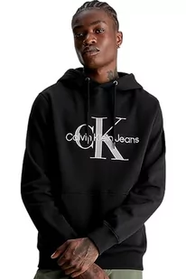 Calvin Klein Jeans Męska bluza z kapturem sezonowa Monologo Regular, Ck czarny/morświn, XS - Bluzy męskie - miniaturka - grafika 1