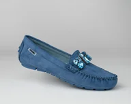 Mokasyny damskie - Mokasyny damskie GOODIN GD-FL 672 zamszowe z kamieniami slip on jeans 39 - miniaturka - grafika 1