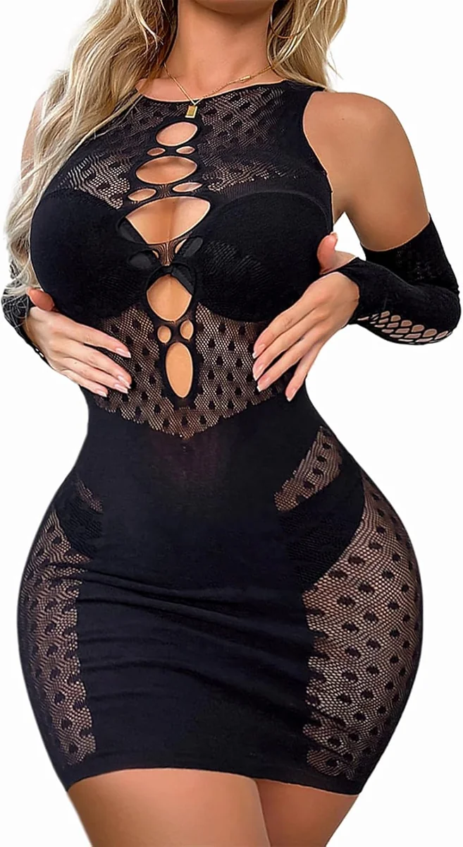 KORONKA BIELIZNA KOMPLET KABARETKA SEKSOWNA MINI BODYCON DEKOLT KOBIET