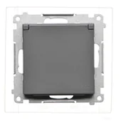 Gniazdka elektryczne - Kontakt Simon Gniazdo do wersji IP44 z uszczelką klapka w kolorze Simon 55 - grafitowy mat - miniaturka - grafika 1