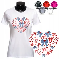 Koszulki i topy damskie - KOSZULKA DAMSKA Z NADRUKIEM T-SHIRT - WZÓR SERCE KOKARDKA PREZENT - XS - miniaturka - grafika 1