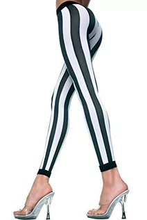 Legginsy - Music Legs Music Legs pionowe legginsy w paski - czarne/białe styl 35219 One Size - grafika 1