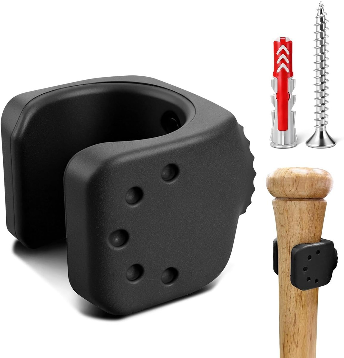 Drewniany kij baseballowy, uchwyt na kij baseballowy, 30-36 mm, uchwyt ścienny do baseballu, ze śrubą, kołki, elastyczne mocowanie bez zarysowań, na..