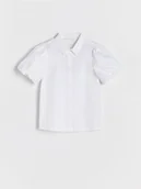 Koszulki dla dziewczynek - Reserved - Koszula z bufkami - biały - miniaturka - grafika 1