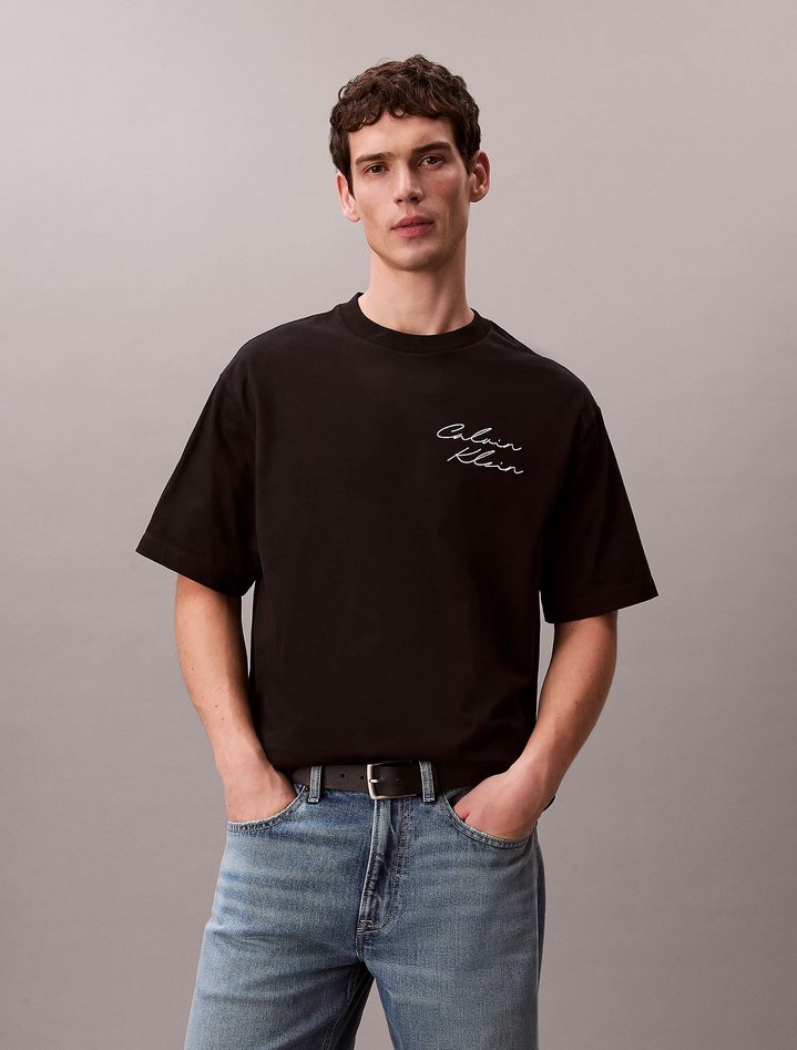 T-shirt con logo męskie czarny