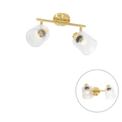 Lampy sufitowe - QAZQA Reflektor sufitowy złoty ze szkłem 2-punktowym regulowanym - Laura - miniaturka - grafika 1