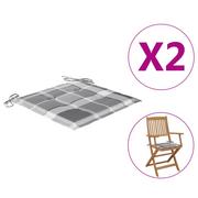 Poduszki ogrodowe - vidaXL Poduszki na krzesła ogrodowe 2 szt. w szarą kratę 40x40x4 cm 314035 - miniaturka - grafika 1