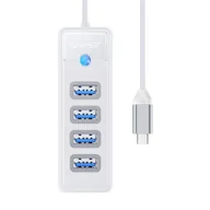 Huby USB - Adapter Hub USB-C do 4x USB 3.0 Orico, 5 Gbps, 0.15m (biały) - miniaturka - grafika 1
