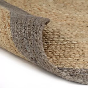 vidaXL Ręcznie robiony dywan jutowy z szarą krawędzią, 210 cm - Dywany - miniaturka - grafika 1