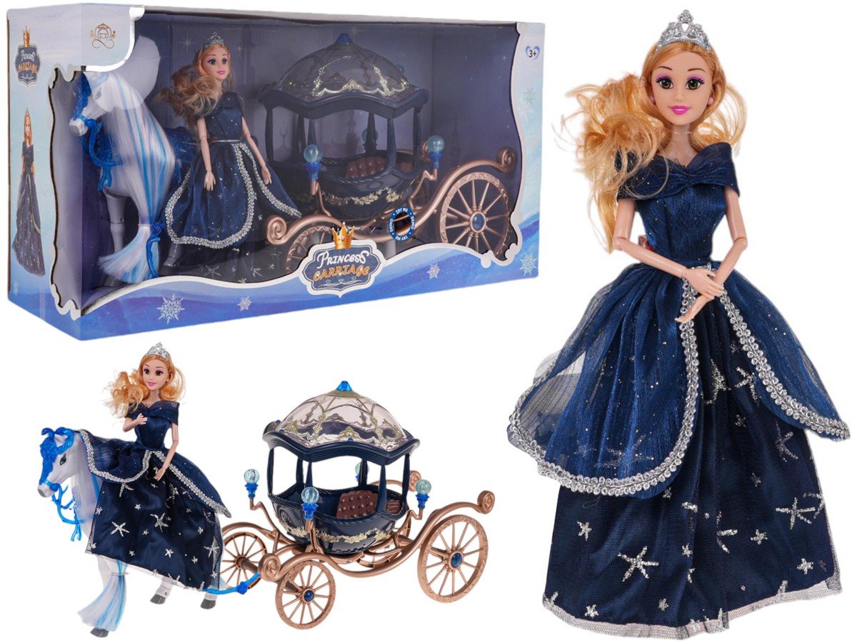 interaktywna Karoca lalka w pięknej sukience z karocą konik