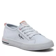 Buty dla dziewczynek - Tenisówki Pepe Jeans Brady Basic G PGS30604 White 800 - miniaturka - grafika 1