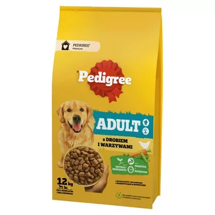 Pedigree Adult 12kg Z Drobiem I Warzywami Sucha Karma Dla Psów Średnich I Dużych Ras - Sucha karma dla psów - miniaturka - grafika 1