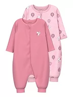 Śpiochy dla niemowląt - NAME IT Baby Girls NBFNIGHTSUIT 2P Zip Unicorn NOOS śpiwór, Parfait Pink, 50, Parfait Pink, 50 cm - miniaturka - grafika 1