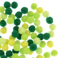 Prace ręczne dla dzieci - [59406] Pompony poliestrowe 1cm 120 sztuk zielone - miniaturka - grafika 1